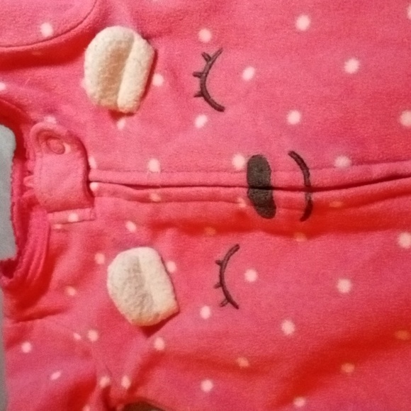 Carter's Newborn Girls Animal Face Fleece Footie 'Sleep and Play' Pajama Sleeper - Picture 3 of 9